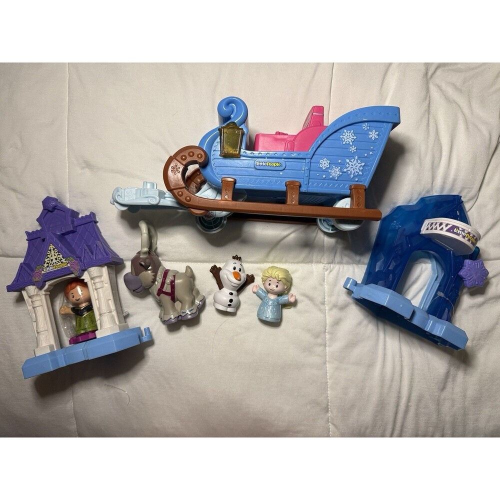 Fisher Price Little People Disney Frozen Kristoff's Sleigh w/Elsa Anna Olaf Sven